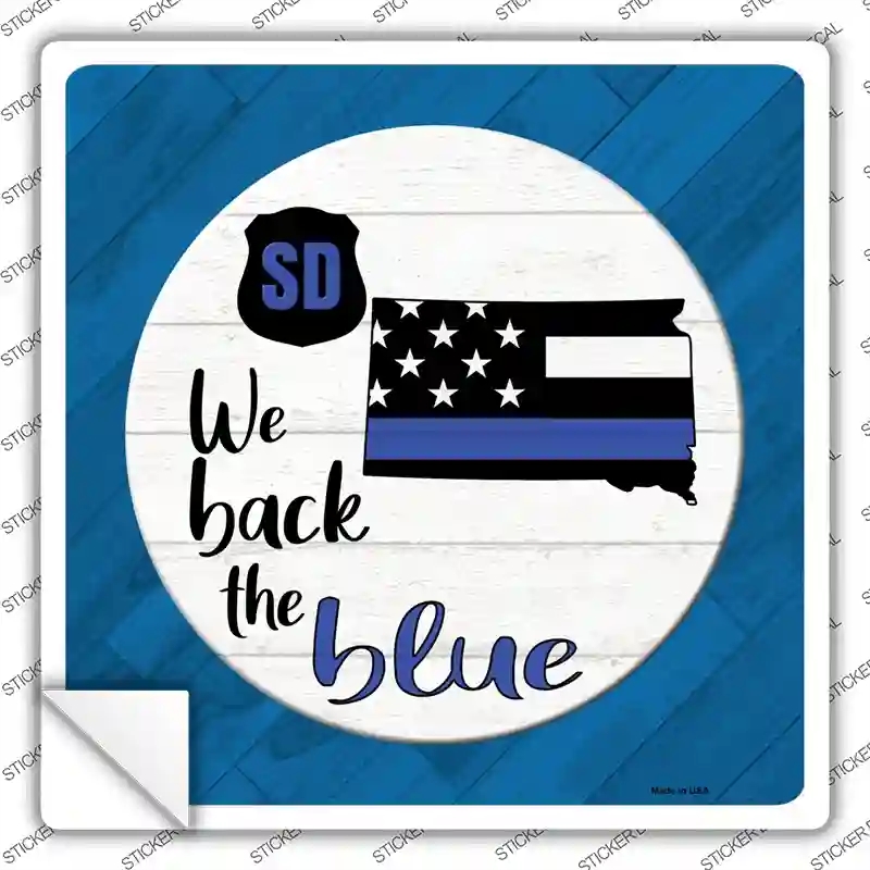 SQ-1043s-S South Dakota Back the Blue Novelty Square Sticker Decal - Small