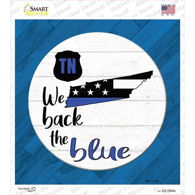 SQ-1044s-M Tennessee Back the Blue Novelty Square Sticker Decal - Medium