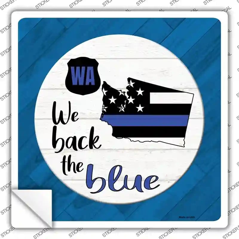 SQ-1049s-S Washington Back the Blue Novelty Square Sticker Decal - Small