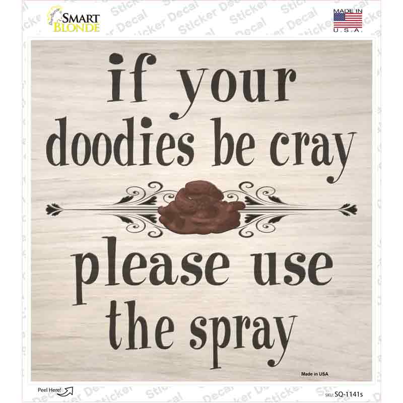 SQ-1141s-M Doodies Be Crazy Use Spray Novelty Square Sticker Decal - Medium