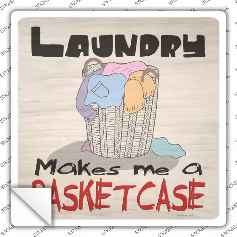 SQ-1148s-S Laundry Basketcase Novelty Square Sticker Decal - Small