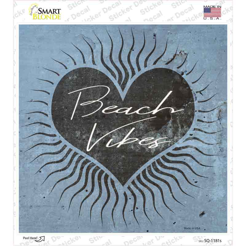 SQ-1181s-M Love Beach Vibes Novelty Square Sticker Decal - Medium
