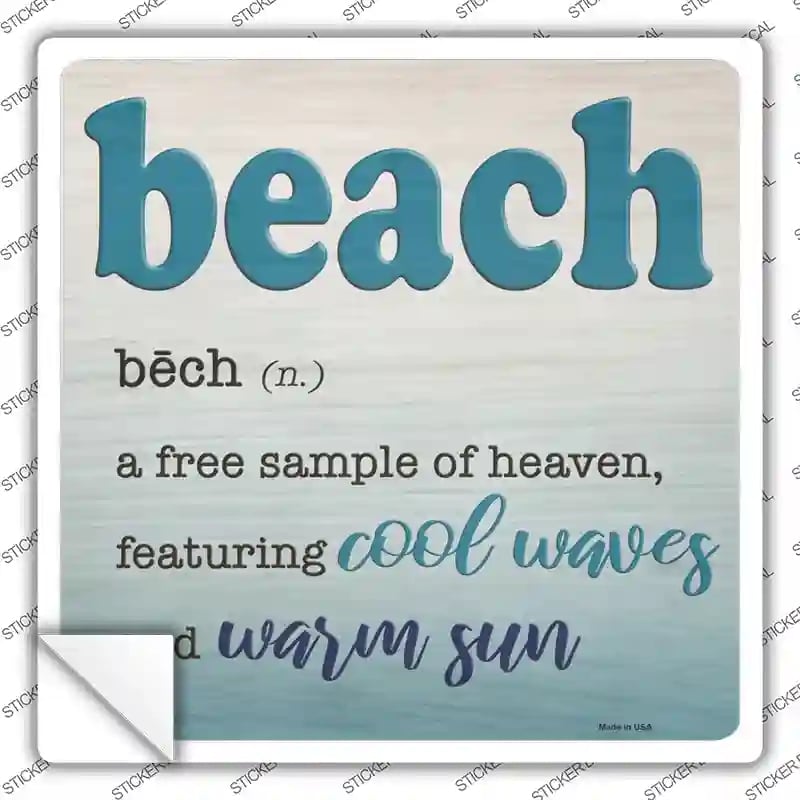 SQ-1183s-S Beach Novelty Square Sticker Decal - Small