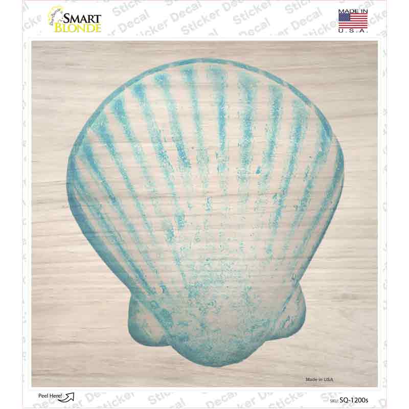 SQ-1200s-M Seashell on Wood Novelty Square Sticker Decal - Medium