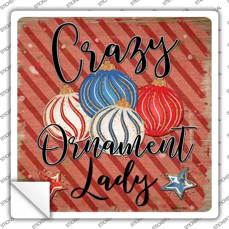 SQ-1320s-XL Crazy Ornament Lady Novelty Square Sticker Decal - Extra Large