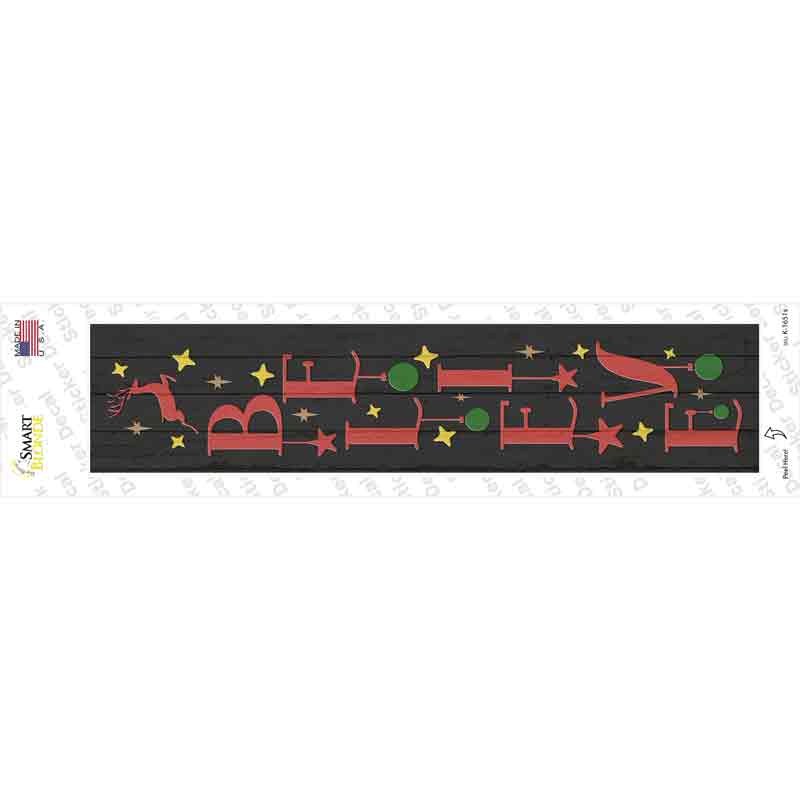 K-1651s-M Believe Reindeer Black Novelty Narrow Sticker Decal - Medium