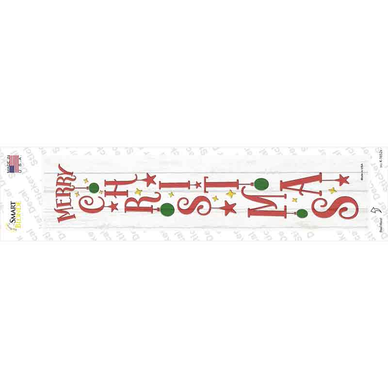 K-1652s-M Merry Christmas Ornaments White Novelty Narrow Sticker Decal - Medium