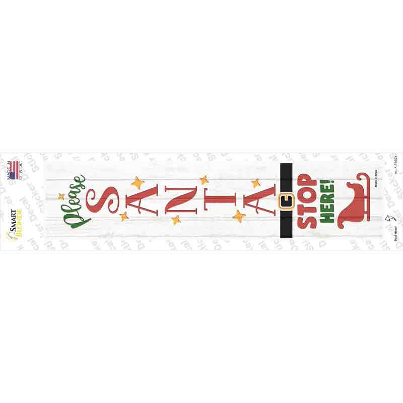 K-1662s-M Santa Stop Here Sleigh White Novelty Narrow Sticker Decal - Medium