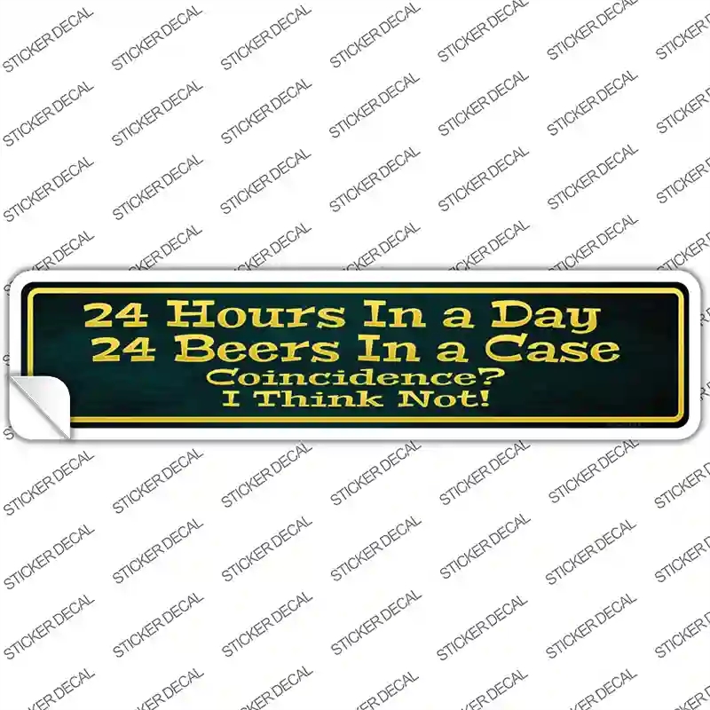 K-433s-S 24 Hours in A Day Novelty Narrow Sticker Decal - Small