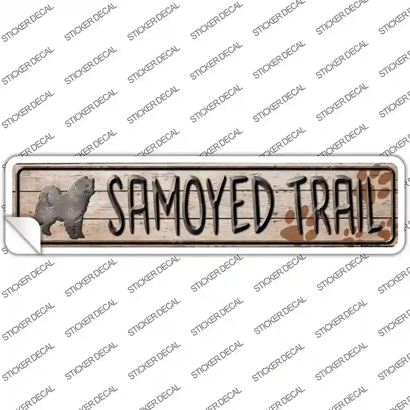 K-472s-L Samoyed Trail Novelty Narrow Sticker Decal - Large