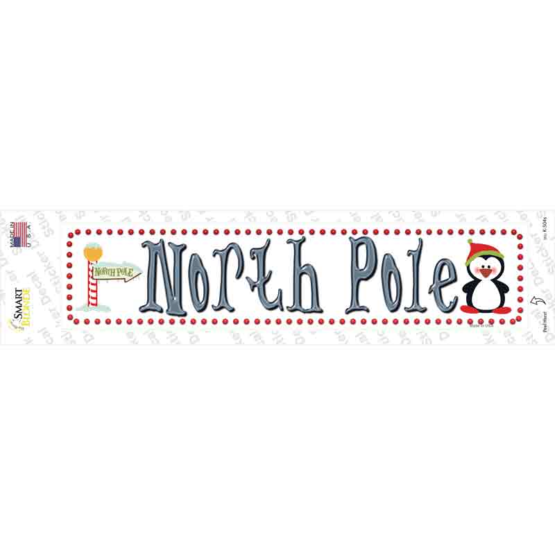 K-504s-M North Pole White Novelty Narrow Sticker Decal - Medium