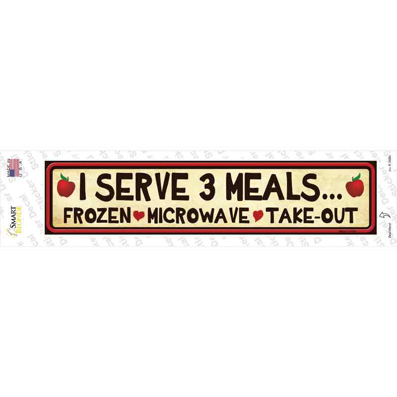 K-568s-M I Serve 3 Meals Novelty Narrow Sticker Decal - Medium