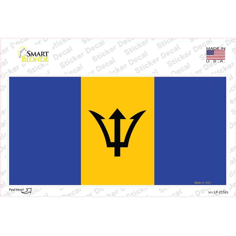 LP-2152s-M Barbados Flag Novelty Sticker Decal - Medium