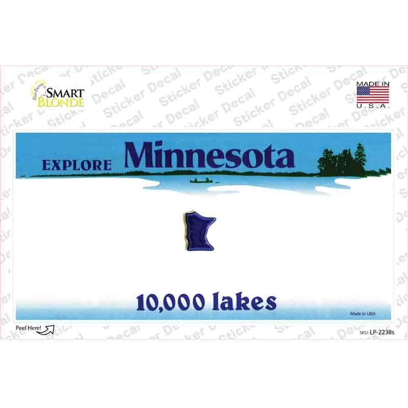 LP-2238s-M Minnesota State Blank Novelty Sticker Decal - Medium