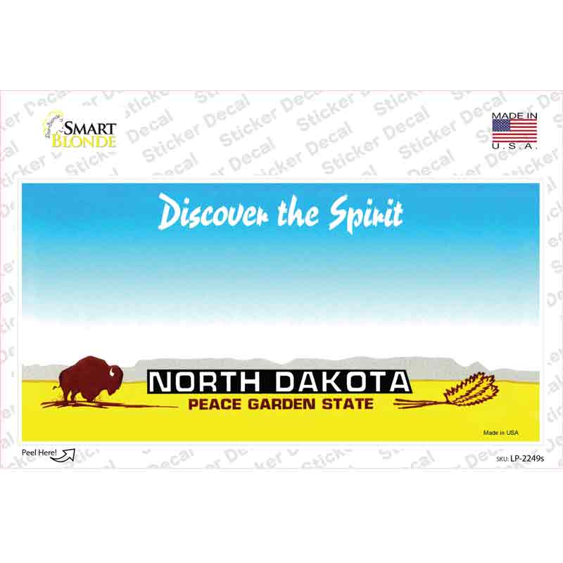 LP-2249s-M North Dakota State Blank Novelty Sticker Decal - Medium