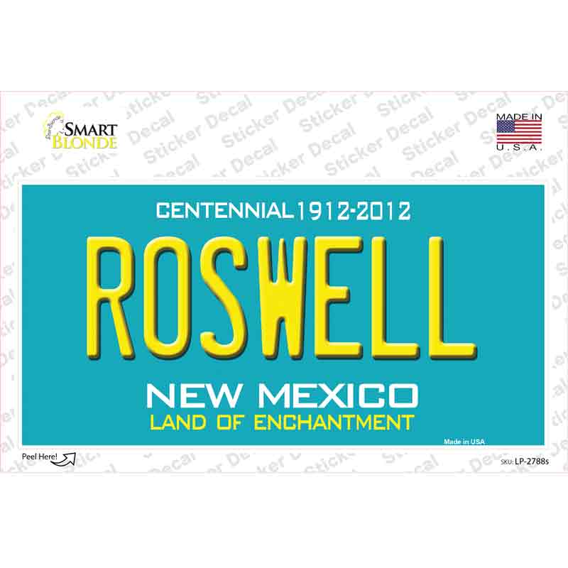 LP-2788s-M Roswell   Mexico Teal Novelty Sticker Decal - Medium
