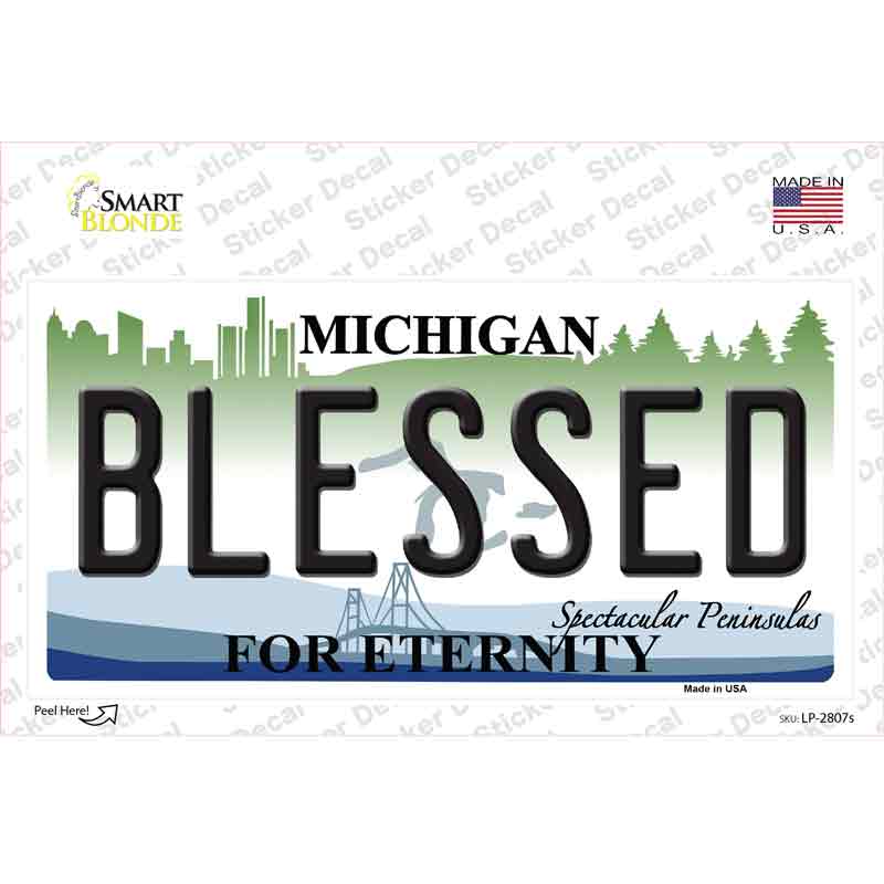 LP-2807s-M Blessed Michigan State Novelty Sticker Decal - Medium