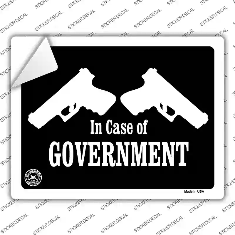 P-386s-S In Case of Government Novelty Rectangle Sticker Decal - Small
