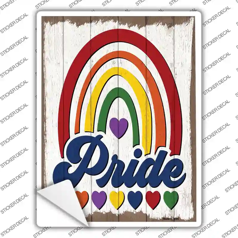 P-3872s-L Pride with Rainbow Novelty Rectangle Sticker Decal - Large