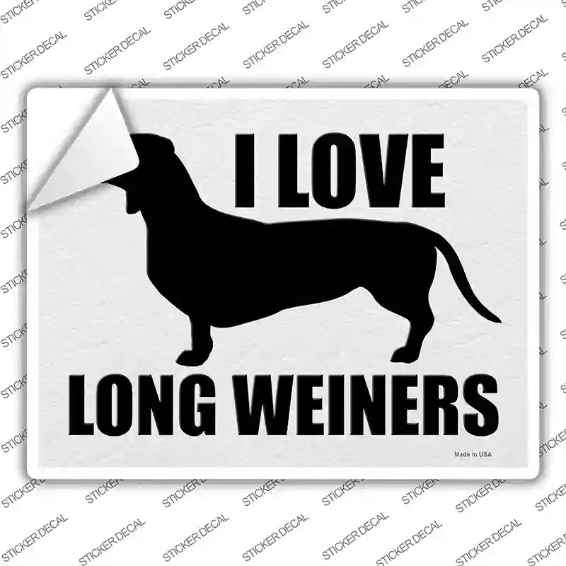 P-4043s-S I Love Long Weiners Novelty Rectangle Sticker Decal - Small