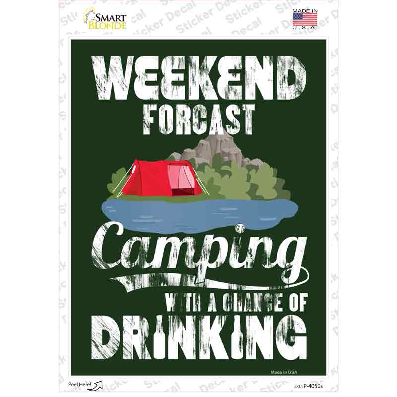 P-4050s-M Weekend Forcast Novelty Rectangle Sticker Decal - Medium
