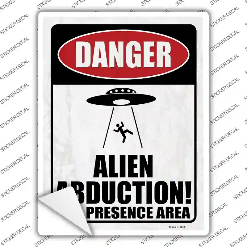 P-4121s-S Alien Abduction Person Novelty Rectangle Sticker Decal - Small