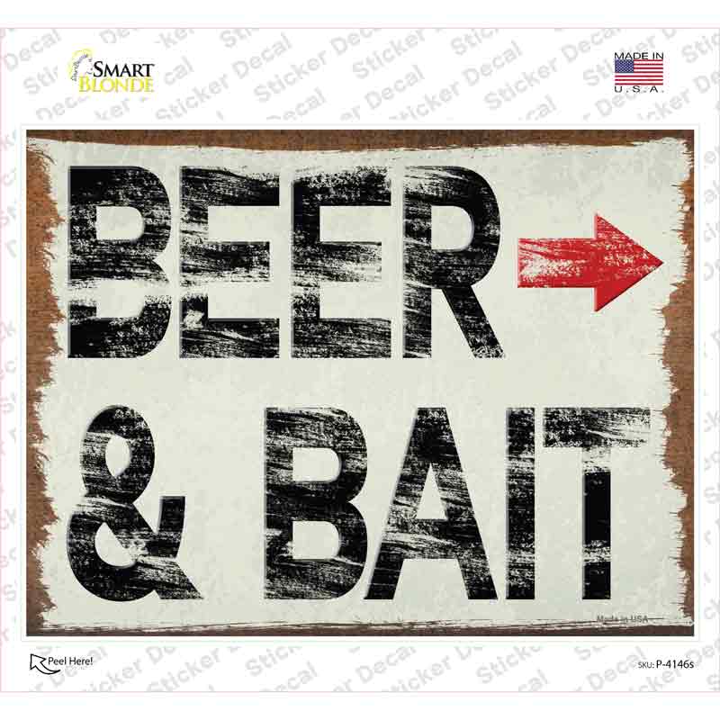 P-4146s-M Beer & Bait Right Novelty Rectangular Sticker Decal - Medium