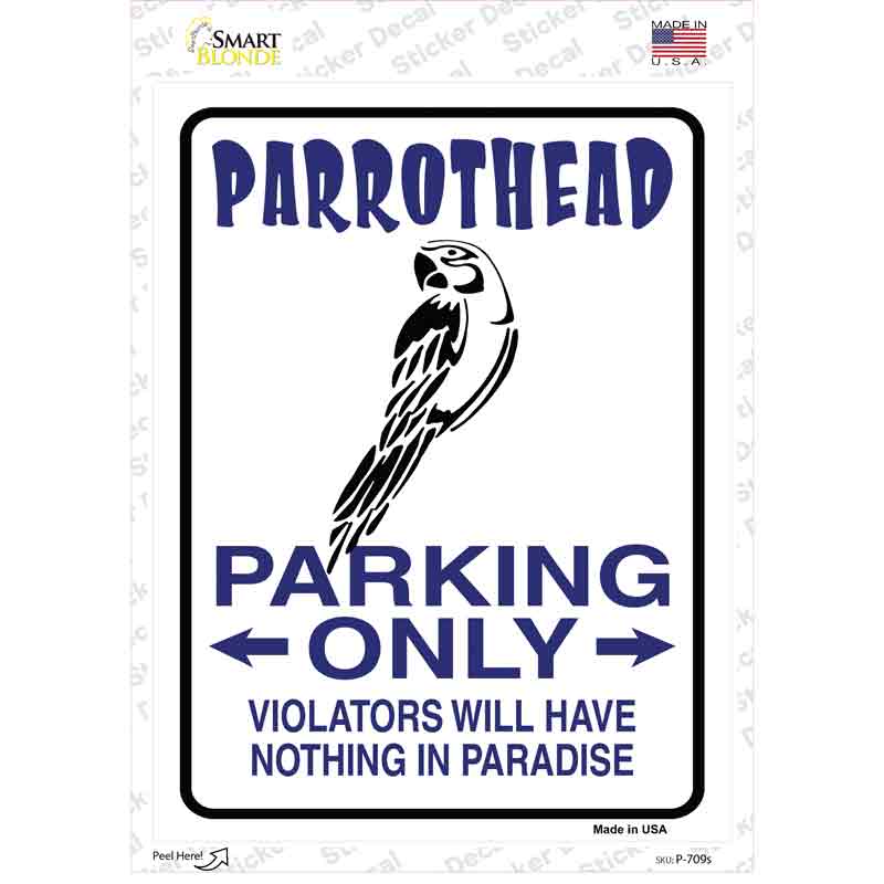 P-709s-M Parrothead Parking Novelty Rectangle Sticker Decal - Medium