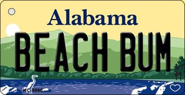 KC-9996 Beach Bum Alabama Background, Key Chain Metal Novelty