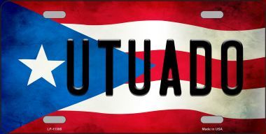 Utuado Puerto Rico Flag Background License Plate Metal Novelty