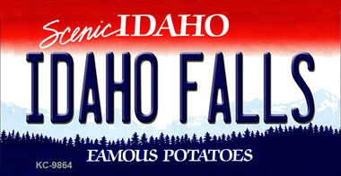 KC-9864 Idaho Falls Idaho State Background Metal Novelty, Key Chain