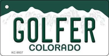 KC-9937 Golfer Colorado Background Metal Novelty, Key Chain