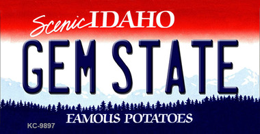 KC-9897 Gem State Idaho State Background Metal Novelty, Key Chain