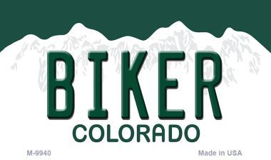 M-9940 Biker Colorado State Background License Plate Metal Magnet Novelty