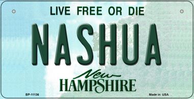 Nashua New Hampshire Novelty Metal Bicycle Plate BP-11136