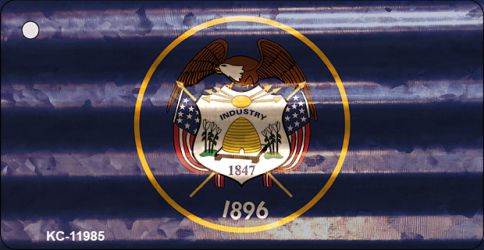 KC-11985 1.5 x 3 in. Utah Corrugated Flag Novelty Key Chain
