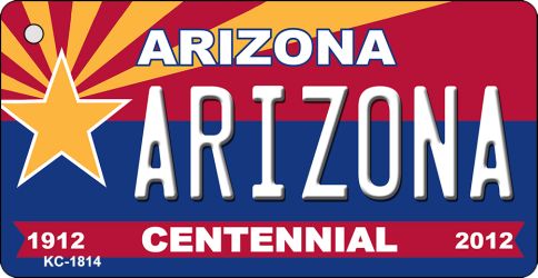 KC-1814 3.5 x 2 in. Arizona Centennial State License Plate Key Chain