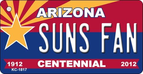 KC-1817 3.5 x 2 in. Suns Fan Arizona Centennial State License Plate Key Chain