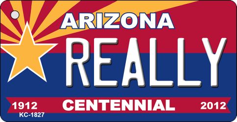 KC-1827 3.5 x 2 in. Really Arizona Centennial State License Plate Key Chain