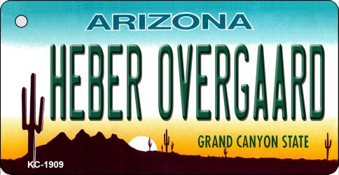 KC-1909 3.5 x 2 in. Heber Overgaard Arizona State License Plate Key Chain