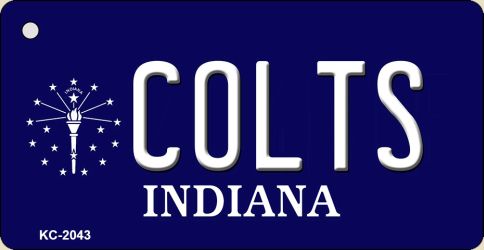 KC-2043 1.5 x 3 in. Colts Indiana State License Plate Key Chain