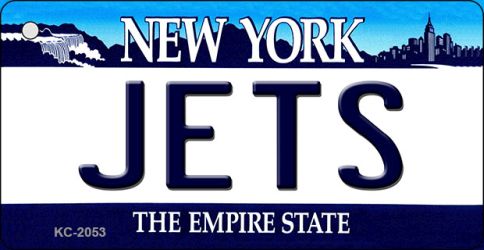KC-2053 1.5 x 3 in. Jets New York State License Plate Key Chain