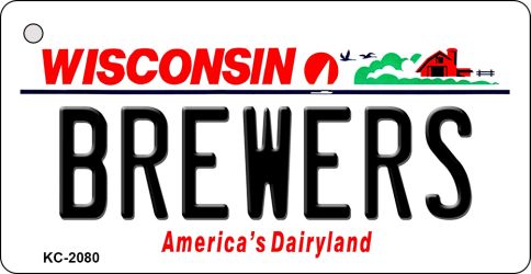 KC-2080 1.5 x 3 in. Brewers Wisconsin State License Plate Key Chain