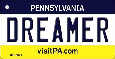 KC-6071 1.5 x 3 in. Dreamer Pennsylvania State License Plate Key Chain
