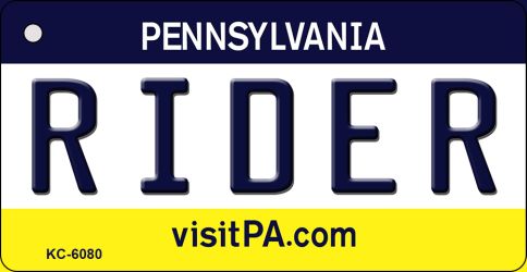 KC-6080 1.5 x 3 in. Rider Pennsylvania State License Plate Key Chain