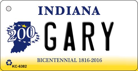 KC-6382 1.5 x 3 in. Gary Indiana State License Plate Novelty Key Chain