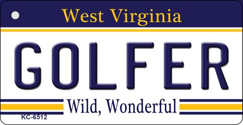 KC-6512 1.5 x 3 in. Golfer West Virginia License Plate Key Chain