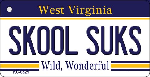 KC-6529 1.5 x 3 in. Skool Suks West Virginia License Plate Key Chain