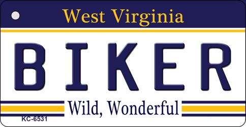 KC-6531 1.5 x 3 in. Biker West Virginia License Plate Key Chain