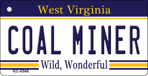 KC-6546 1.5 x 3 in. Coal Miner West Virginia License Plate Key Chain
